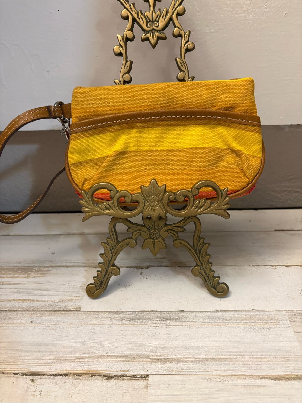 Vintage Liz Claiborne Y2K Yellow Canvas Wristlet Clutch - Versatile Everyday Bag